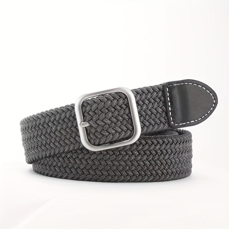 Woven Braided Belt Elastic Square Buckle One Size Fits Most